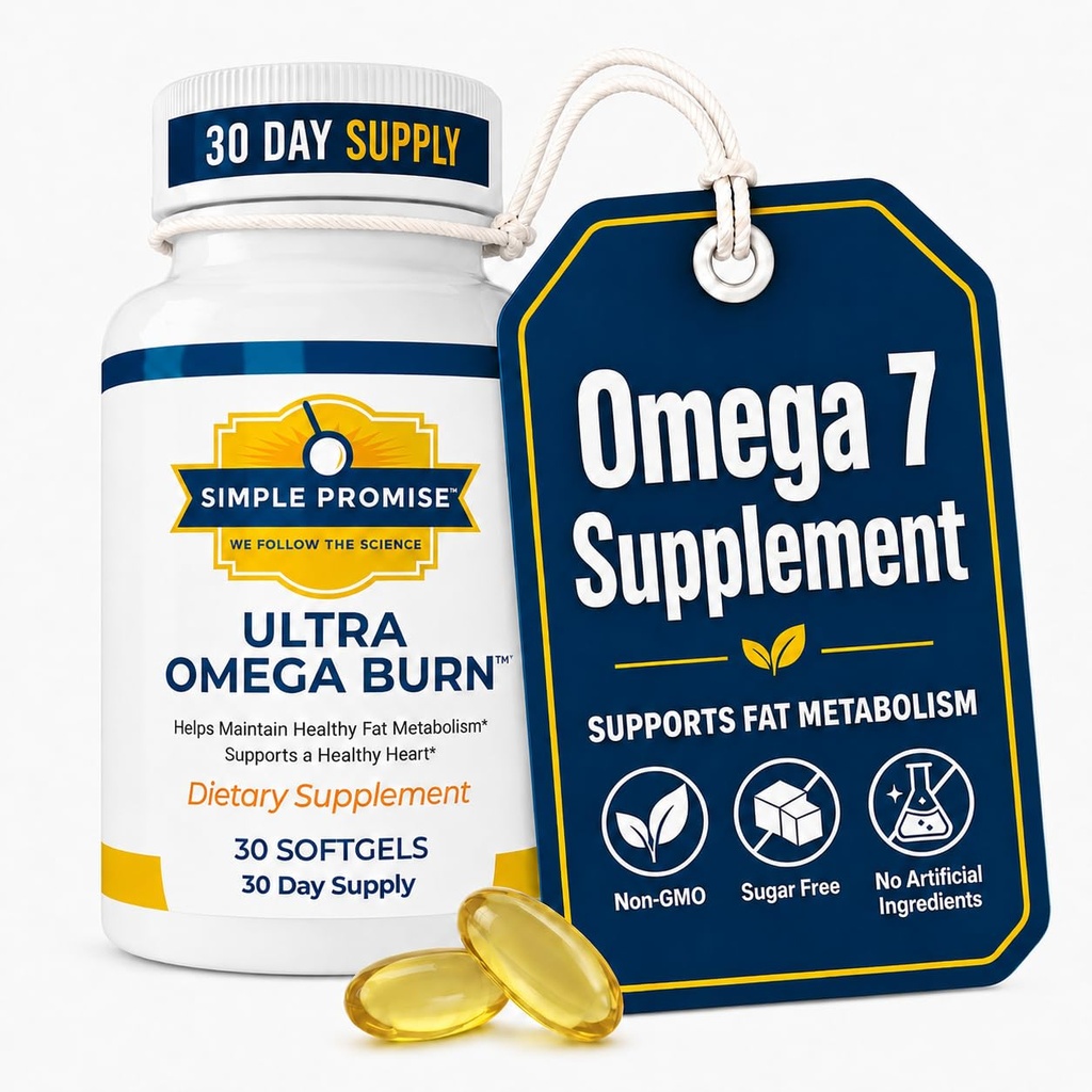 Ultra Omega Burn - Omega-7 Softgels for Women and Men - Palmitoleic Acid | Marine Lipid Softgels, Metabolic Health Support, Palmitoleic Blend, Simple Once-Daily Routine, Non-GMO