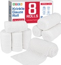 AZEN 8 Pack Krinkle Gauze Rolls, 4 in x 3.2 Yards, 6-Ply 100% Cotton Bandage Wrap, Latex-Free Individually Wrapped, Highly Absorbent Wound Dressing for First Aid