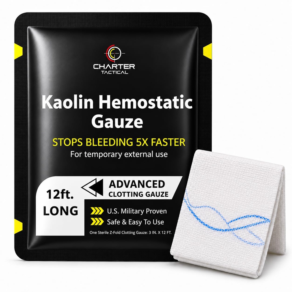 Advanced Hemostatic Gauze for Fast Blood Clotting & Wound Packing (Pk of 1) | Rapid blood clotting, flexible gauze, effective wound packing, emergency bleeding control, compact survival kit supply