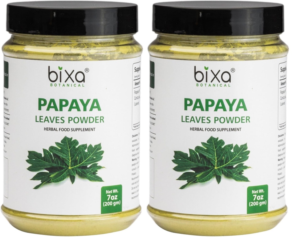 bixa BOTANICAL Papaya Leaf Powder (Carica Papaya) | Ayurvedic Herb, Anti-oxidant Agent | Herbal Supplement (200g/7Oz) (Pack of 2)