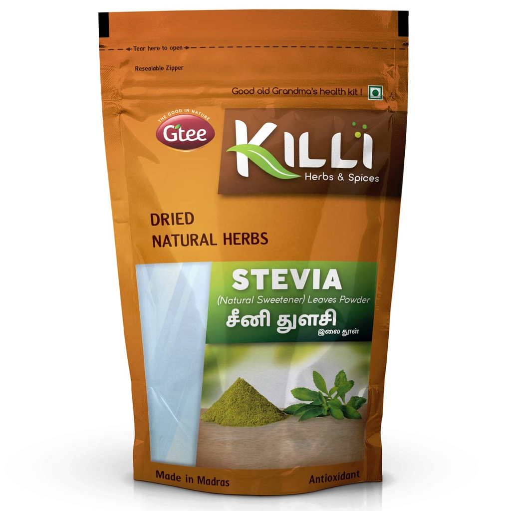 KILLI Stevia | Natural Sweetner | Seeni Thulasi Leaves Powder, 100g