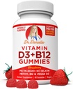 D3, B12 Gummies by Dr. Danielle, Yetişkin və Uşaqlar üçün Vegan Daily Supplement, Qeyri-GMO, Vitamin D3 1000 IU & 250 mcg Vitamin B12, 2 ay təchizatı (60 Gummies)