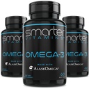 (3 Pack) Smarter Omega 3 Fish Oil, Berry Flavor, Burpless, Tasteless, 2000mg, DHA EPA Triple Strength Brain, Made with AlaskOmega®