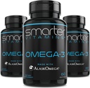 (3 csomag) Omega 3 Halolaj, Berry Flavor, Burless, Íztelen, 2000mg, DHA EPA Triple Strength Brain, Alaskomega ®