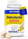 Enzymedica DairyAssist Chewable, 2-in-1 Digestive Ferzymes for Dairy, Laktozė ir Kazeinas Digestion, Fast- Early Formulės Dujų ir Bloating Relief, 60 Kramtomosios tabletės