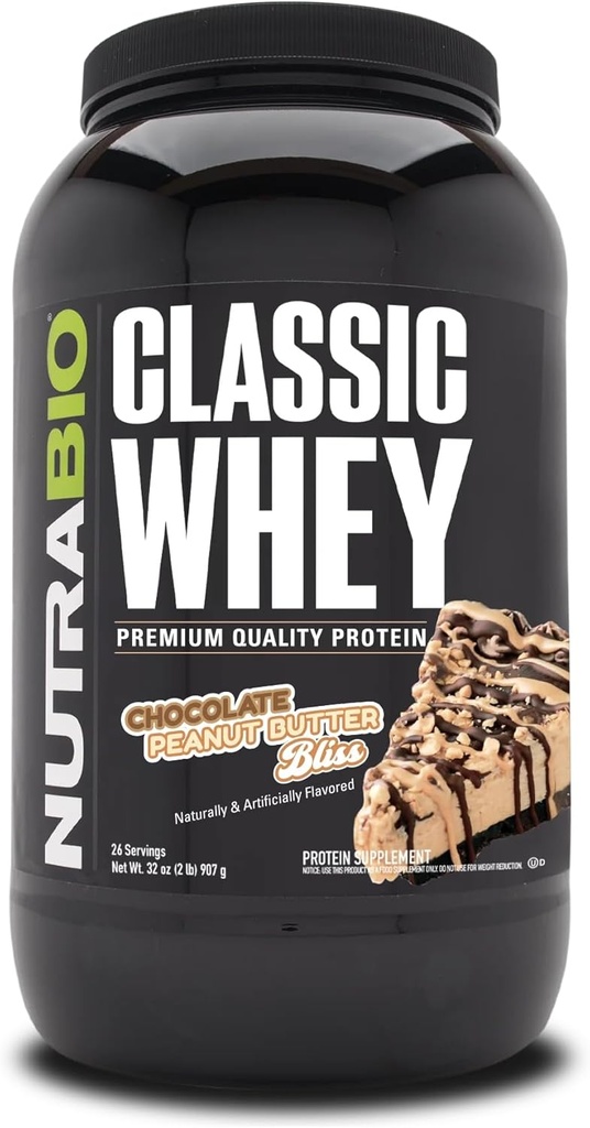NutraBio Classic Whey Білок Порошок- ПовнийSpectrum Amino Acid Profile - No наповнювачі, Штучні кольори, консерванти - Низький Глікемічний індекс - (Шоколадний горіховий масло, 2 фунти)