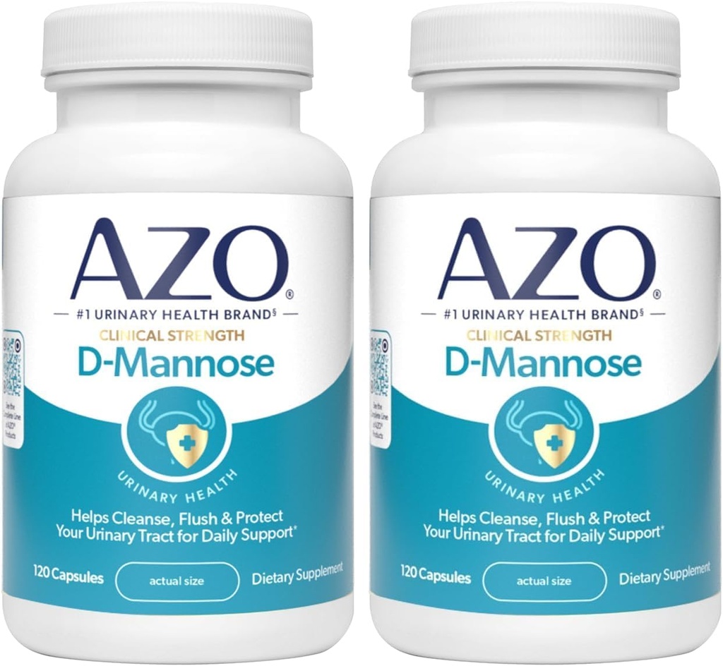 AZO D Mannose Urinary Tract Health, Cleanse, Flush & Protect The Urinary Tract, No.1 Pharmacist Empfohlene Marke, Klinische Stärke, Non-GMO, 120 Count (Pack von 2)