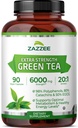Zazzee Extra Strength Green Tea 20:1 Extract, 50% EGCG, 90 Vegan Capsules | 98% Polyphenols, 80% Catechins, 3 Month Supply, Certified Kosher, Antioxidant & Metabolism Support, Non-GMO, Made in the USA