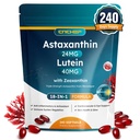 18-in-1 Astaxanthin 24mg Supplement with Lutein 40mg & Zeaxanthin, Eye Health & Antioxidant Support with Lycopene, Grape Seed, CoQ10, Collagen & Hyaluronic Acid, 240 Softgels, 240-Day Supply