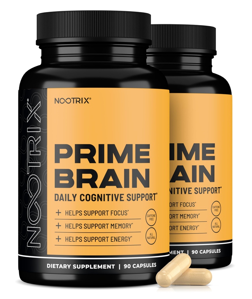 Nootrix Prime Brain Nootropic Supplement | 90 Day Supply | Supports Memory, Mental Focus, Cognitive Health & Energy | Promotes Healthy Mood & Brain Function | Ginkgo Biloba, Lion's Mane & L-Theanine