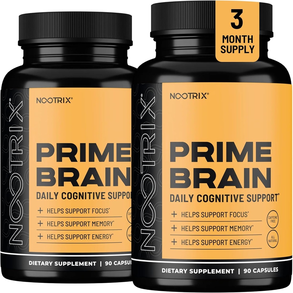 Nootrix Prime Brain Nootropní dodatek 124; Podporuje Paměť, Duševní soustředění, Kognitivní zdraví & Energie 124; Podporuje zdravé mood & Brain Function 124; Ginkgo Biloba, Lví hříva & L Theanine 124; 180 Kapsle