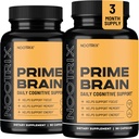 Nootrix Prime Brain Nootropic Supplement | Støtter minne, mental fokus, kognitiv helse og energi | fremmer sunn humør og hjernefunksjon | Ginkgo Biloba, Lion's Mane & L Theanine | 180 Kapsler