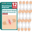 AZEN 12 Pack Emergency Wound Closure Strips, Butterfly Bandages, Laceration Closure Zip Stitch, Repair Wounds Without Stitches