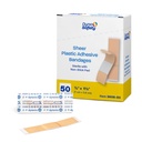Dynarex Sheer Plastic Adhesive Bandages Water-Resistant and Sterile Non-Stick Pad First Aid Covers Minor Cuts Scratches - 3/8" x 1 1/2" Junior, 1 Box of 50