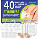 Wound Closure Strips for Skin, 40 Pack Stitchless Skin Closure Device, Alternative to Stitches for Cuts & Lacerations, Butterfly Bandages for Wound Closure, Waterproof & Breathable