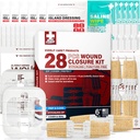 EVERLIT CARE Wound Closure Kit | 28 Pcs All-in-One First Aid with Suture-Free, Stitchless Zip Devices, Butterfly Bandages, for up to 6" Wounds | 100% Sterile Medical Supplies to Clean, Cover & Heal