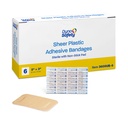 Dynarex Sheer Plastic Adhesive Bandages Water-Resistant and Sterile Non-Stick Pad First Aid Covers Minor Cuts Scratches - 2" x 3", 1 Box of 6