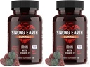 YUM-V'S Strong Earth Iron with Vitamin C Gummies (60 Count) - Iron Supplements with Vitamin C Gummy - Blood Builder Anemia FE Iron Gummies, Iron Supplement for Women and Men (Pack of 2)