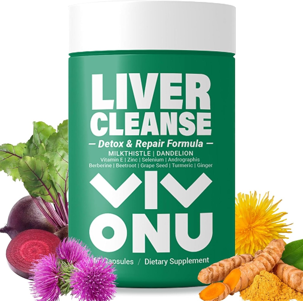 VivoNu Milk Thistle Silymarin & Dandelion Root Liver Health Support, Antioxidant Support, Detox (60 Capsules/1 Bottle)