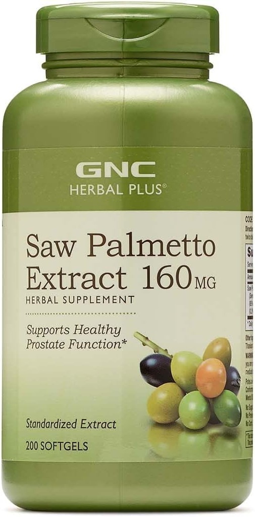 GNC Herbal Saw Palmetto Extract 160mg Supplement, 200 Hizmet