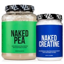NAKED Pea Protein Powder 2LB (30 Servings) Pure Micronized Creatine Monohydrate 500g (100 Servings) – Vegan; Bulk; Non-GMO; Gluten Free; Soy Free; Unflavored
