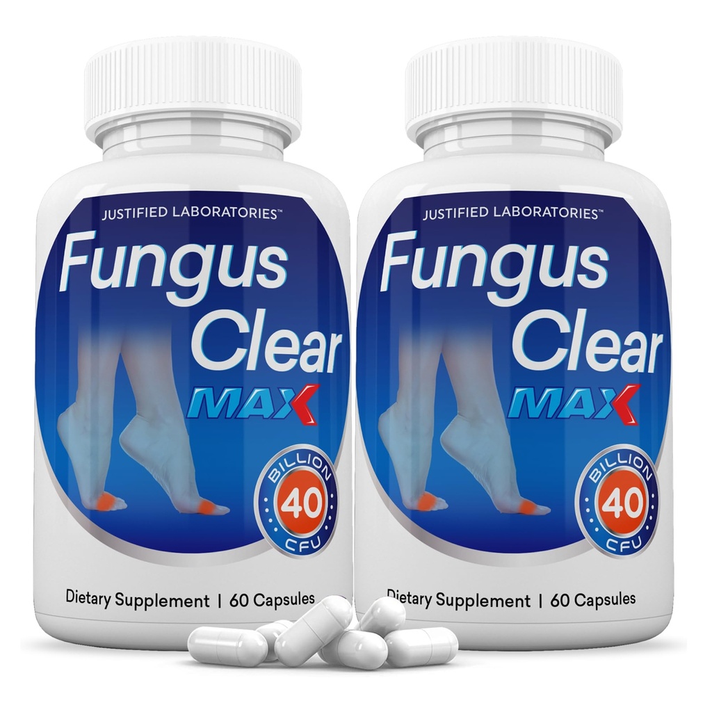 Justified Laboratories Fungus Clear Max - 60 Capsules, Pack of 2 - Probiotic Formula with 40 Billion CFU - 60 Servings