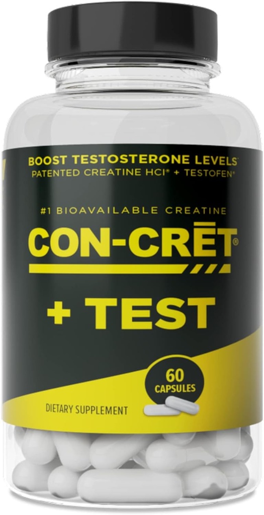 CON-CRET®+ Test, CON-CRET® patenteeritud kreatiini HCl nüüd Testofen®, suurendada testosterooni tase, 60 kapslit