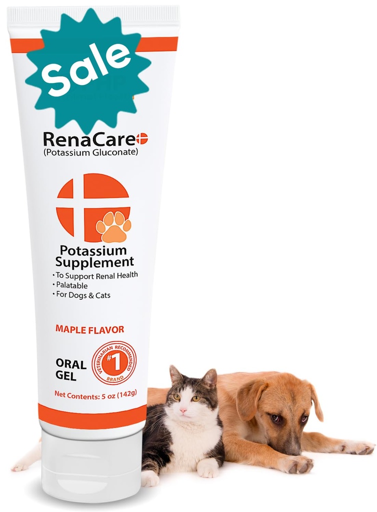 RenaCare K is for Renal K (Potassium Gluconate) Potassium Supplement Gel for Dogs and Cats, (5 oz) with Maple Flavor (Made in U.S.A)