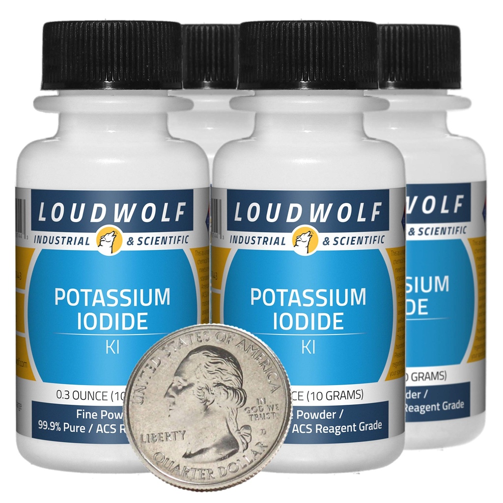 Potassium Iodide / 1.4 Ounces / 4 Bottles / 99.9% Pure ACS Reagent Grade/Fine Powder