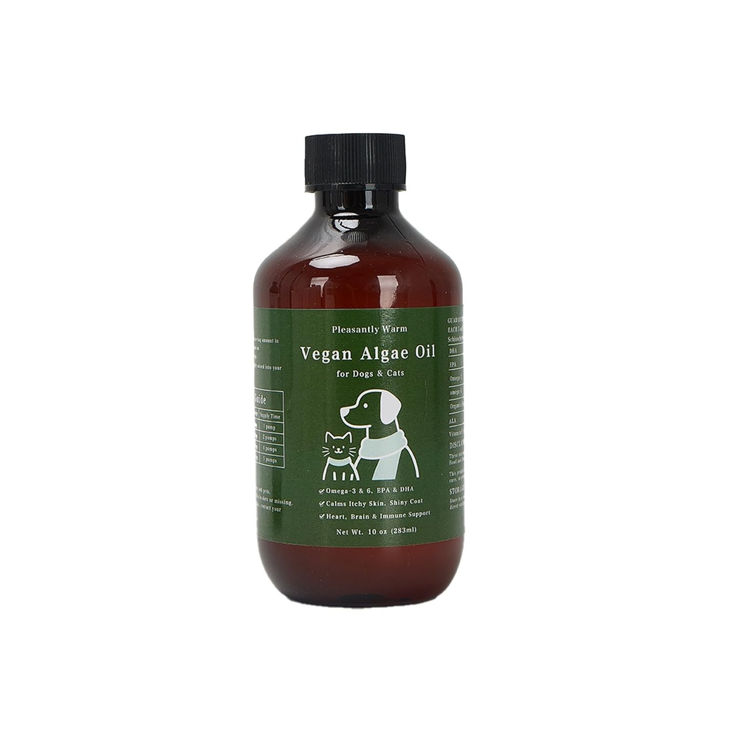 Vegan Algae Oil for Dogs & Cats – Omega 3, EPA, DHA – Skin, Coat, Joint, Heart, Brain & Immune Support - 10oz