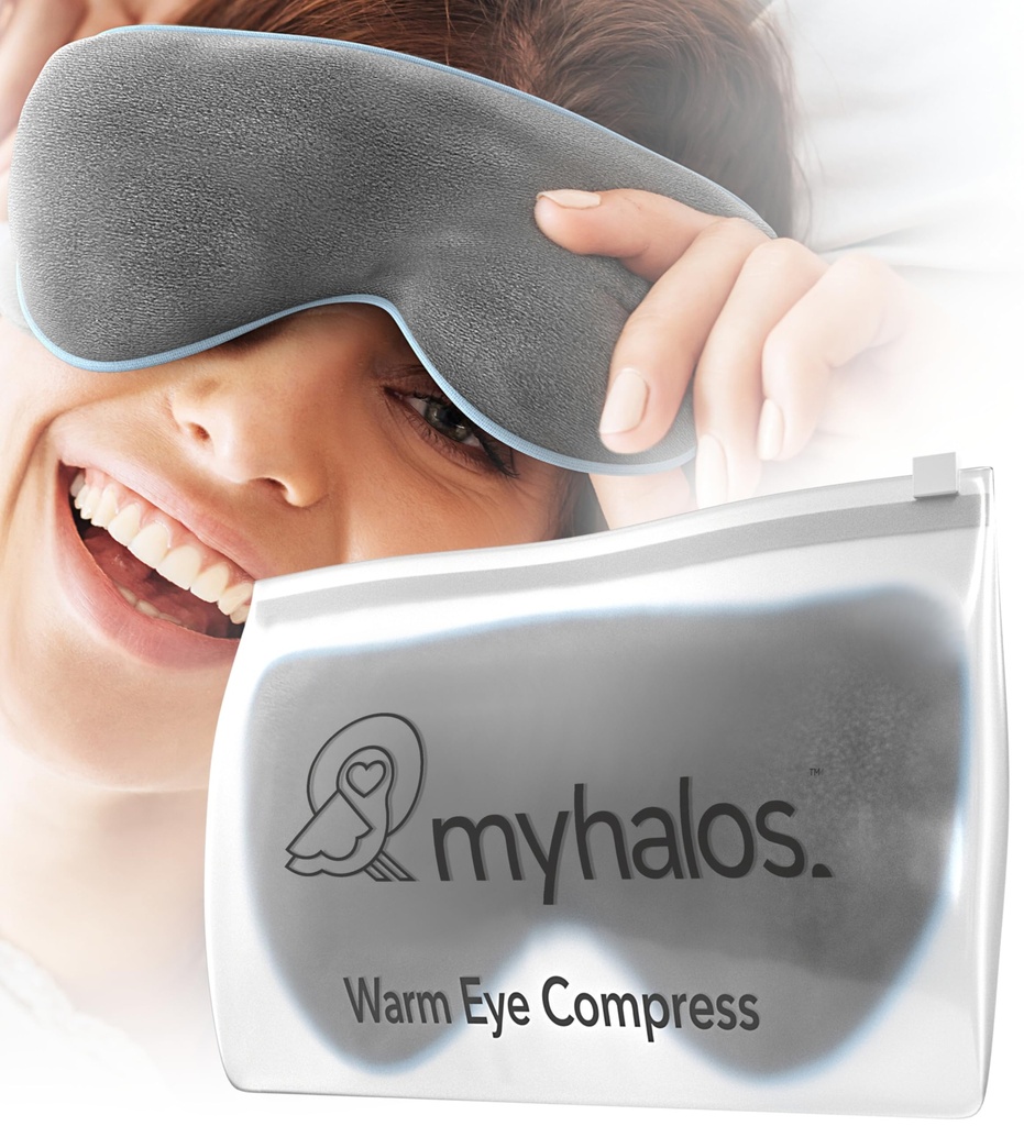 MyHalos Heated Eye Mask, Warm Compress for Dry Eyes, Blepharitis & MGD | Soothing Relief for Dry, Irritated Eyes, Soothes MGD, Moist Heat, Reusable & Microwavable Safe, Warm Eye Compress