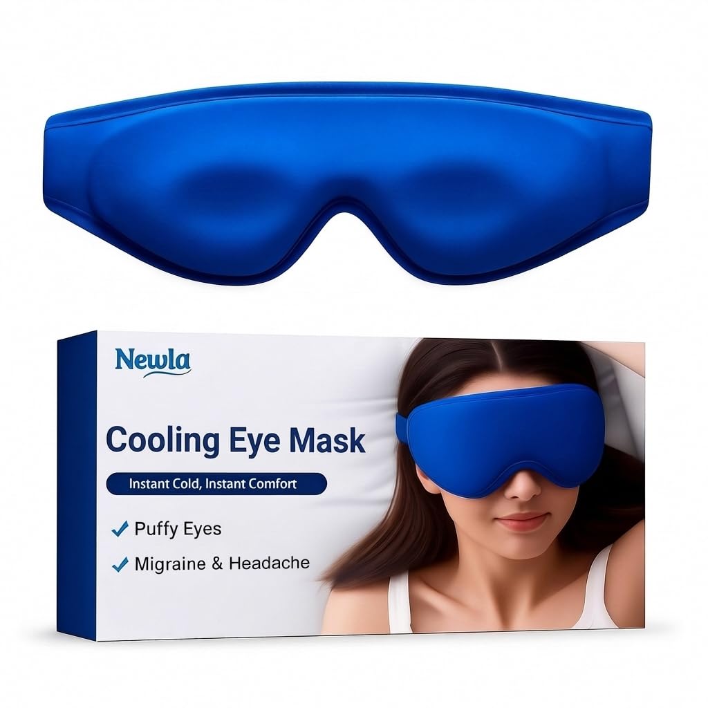 Upgraded Cooling Gel Eye Mask for Puffy Eyes: Larger Full-Eye Cover Design, Ice Cooling Relief, Reusable Cold Compress for Dark Circles, Eye Bags, Fatigue & Migraine (Blue)