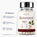 Resveratrol 700 mg from Japanese Knotweed, 60 Vegan Capsules | Each 2-capsule serving provides 700 mg resveratrol from Japanese knotweed root standardized to 50% trans-resveratrol.