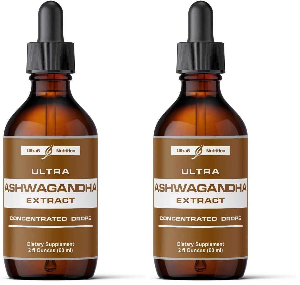 Ashwagandha Liquid Drops - Organic Ashwagandha Supplements with Rhodiola Rosea Tincture - Root Extract for Mood and Energy - Supplement for Men & Women (Pack of 2)
