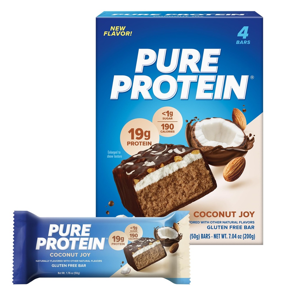 Pure Protein Coconut Joy Protein Bars, 20g Protein, Gluten Free, 4 Ct