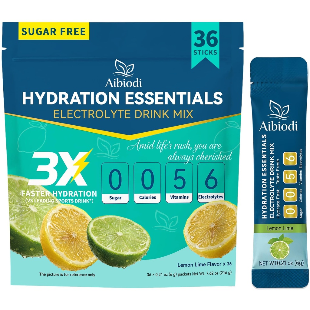 Electrolytes Powder Packets - Sugar Free & Zero Calorie Liquid Daily Drink Mix - Instant Hydration & Energy Supplement with 6 Electrolytes and 5 Vitamins, Keto Friendly & Vegan - 36 Sticks