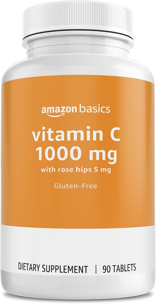   Basics - Vitamin C, 1000 mg with Rose Hips 5mg, 90 tablets (1 per serving), Gluten Free