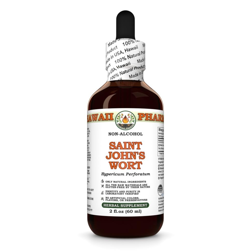 Saint John's Wort (Hypericum Perforatum) Dry Herb Glycerite, All Natural, Vegan, Lab Tested Alcohol-Free Liquid Extract - 2 fl.oz