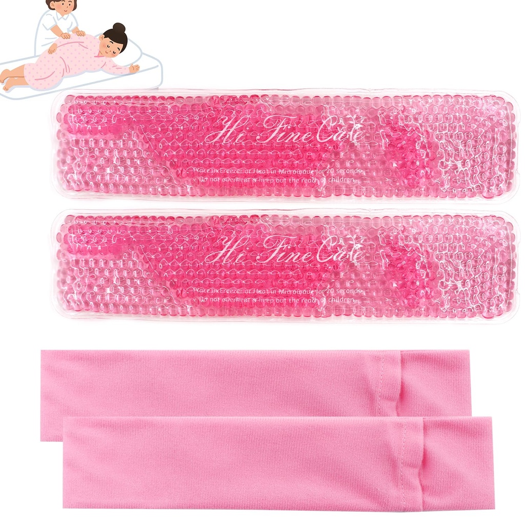 2 PCS Reusable Perineal Cooling Pad, Hemorrhoid and Perineal Ice Packs, Postpartum and Hemorrhoid Pain Relief, Hot & Cold Packs for Women After Pregnancy and Delivery(10X2.4in) Washable Sleeves