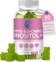 Inositol Gummies PCOS with Folate " Vitamin D - Myo " D-Chiro Inositol Blend, 40:1 Ratio, 60 Apple Flavor Gummies