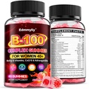 Vitamin B Complex Supplement for Women 40+ - Methylated B Complex Gummies | with Vitamin B12, Folate, B1, B2, B5, B6, Biotin for Women - Peach Flavor B-Complex Gummies, Sugar Free, Vegan, 120 Ct