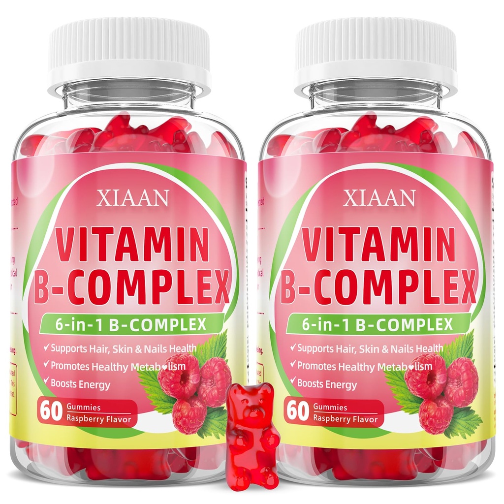 Vitamin B Complex Gummies for Women & Men - Vitamin B12, B1, B2, B3, B5, B6, B-Complex Vitamin Supplements for Energy & Immune Support, Sugar-Free/Vegan, Raspberry Flavor 120 Count