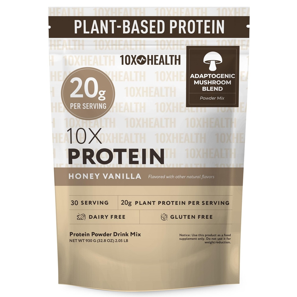 10X Health Vegan Protein Powder - Vanilla, 30 Servings | Gluten Free Protein Powder: 20g Plant Protein per Serving, Vanilla Flavor, 30 Servings