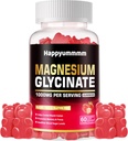 Magnesium Glycinate Gummies 1000mg - Sugar Free Magnesium Potassium supplement with Vitamin D, B6, CoQ10 for cool Mood ' sleep Support - 60 Strawberry Gummies.