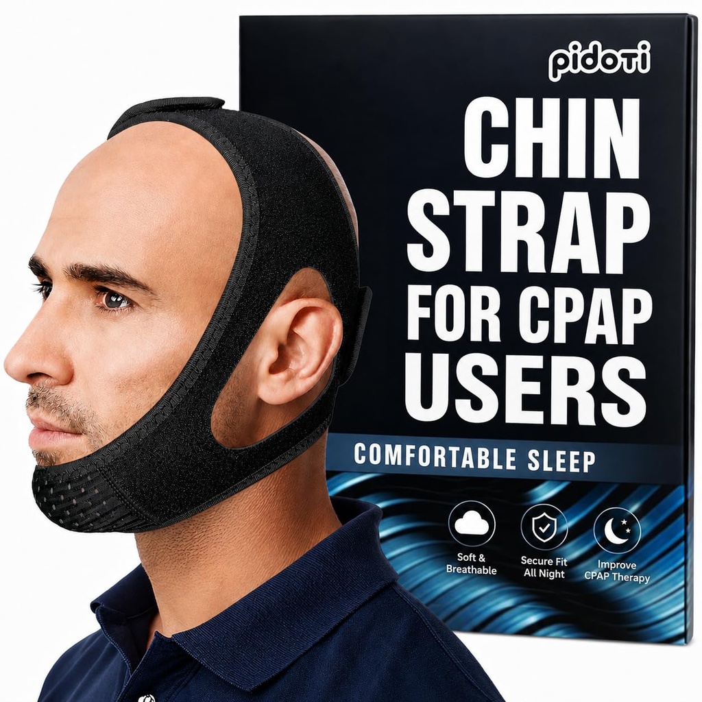 Chin Strap for CPAP Users to Keep Mouth Closed, FSA/HSA, L-XL, Black | Comfortable CPAP Strap for Men Who Breathe Through The Mouth During Sleep Solution, Jaw Support Positioning Nasal Breathing