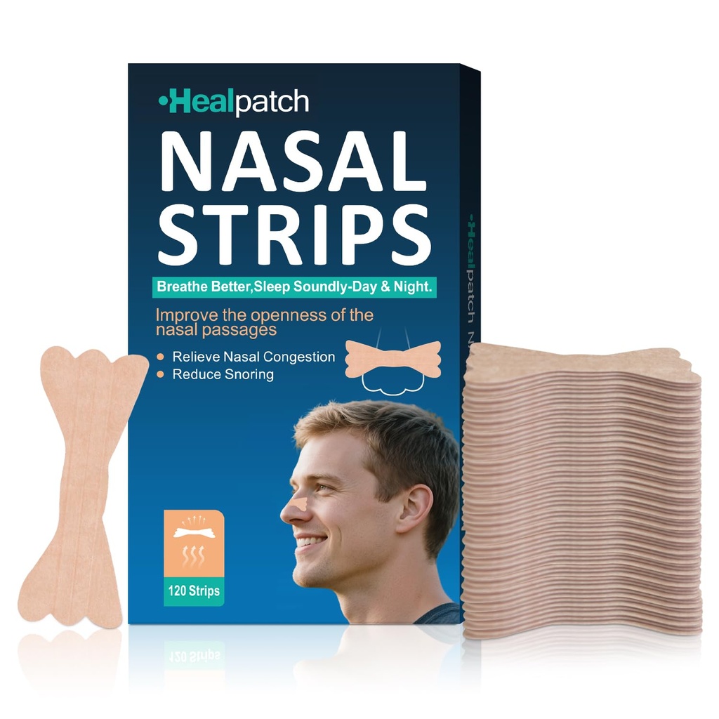 Nasal Strips for Snoring & Breathing Relief | Nose Tape for Nasal Congestion Relief | Effective Nose Strips to Open Airway, Improve Sleep & Anti Snoring (Blue, 120 Packs)