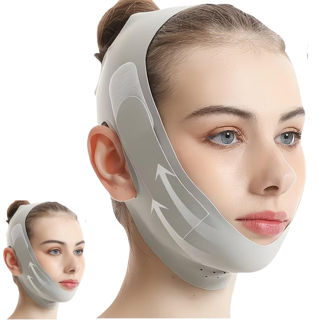 V Line Chin Strap Face Slimming Mask for Men & Women | V Shape Jawline Shaper, Chin Lift Up Band, Double Chin Reduction, Anti Snoring Sleeping Strap