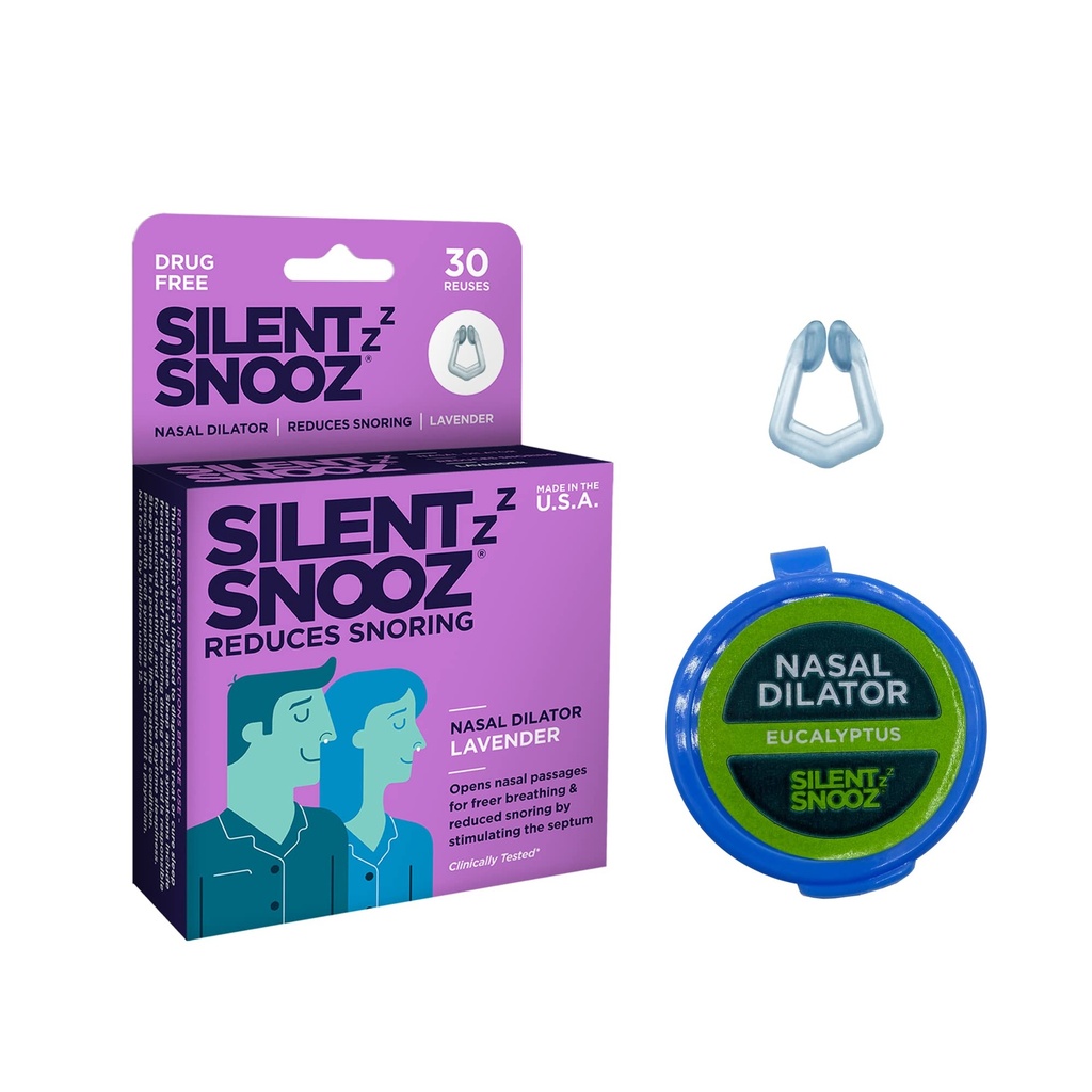 Silent Snooz Nasal Dilator Anti-Snore Device | Made in USA - Reusable Lavender Scented Nose Vent Designed to Stop Snoring (30 Uses)