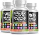 Turmeric Moringa Supplement Equipment 124; Ginger Boswellia Saffron - Suplement dla kobiet i mężczyzn z Ceylon Cynamon, Tart Cherry, Quercetin Czosnek Nettle Holy Basil - 3Pack