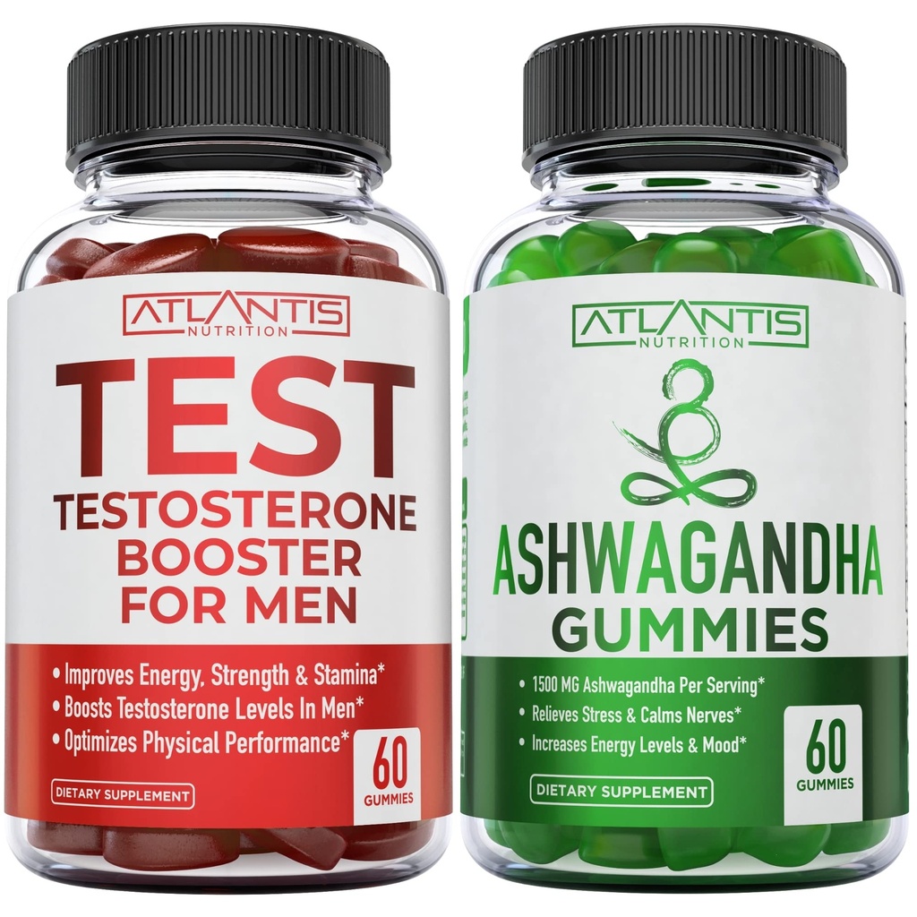 Atlantis Nutrition Testosterone Booster 60 Gummies + Ashwagandha 60 Gummies